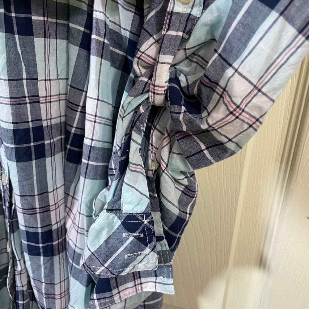 torrid Plaid Camp Shirt Plaid Alike Blue Button Front Button Sleeves Plus Size 5 - Picture 7 of 14